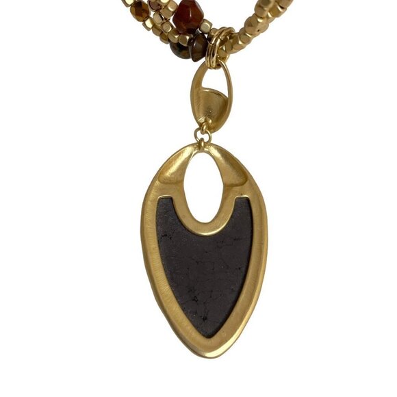 CHICO'S Necklace Brown Gold Tone Multi Strand 28" - Picture 6 of 8